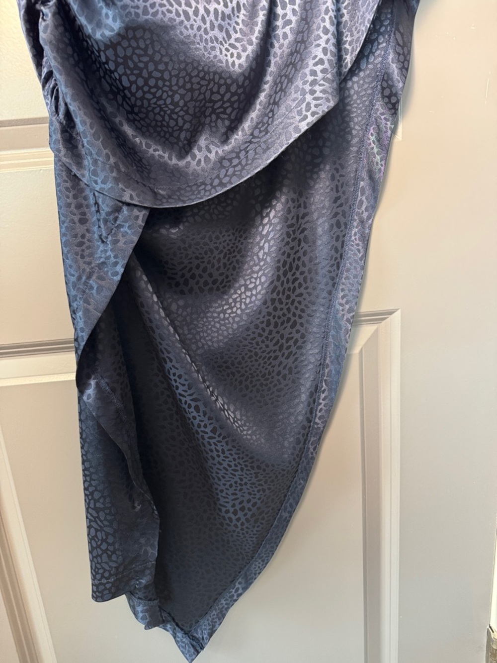 Navy Silk Ruched High/Low Dress Size Small - Picture 7 of 11